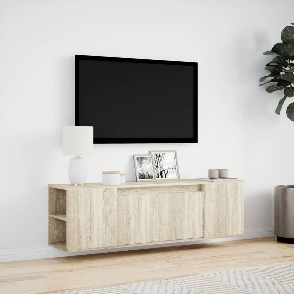 TV Wall Cabinet with LED Lights Sonoma Oak 135x31x39,5 cm