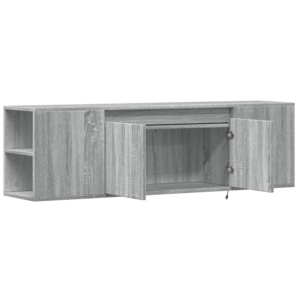 TV Wall Cabinet with LED Lights Grey Sonoma 135x31x39,5 cm