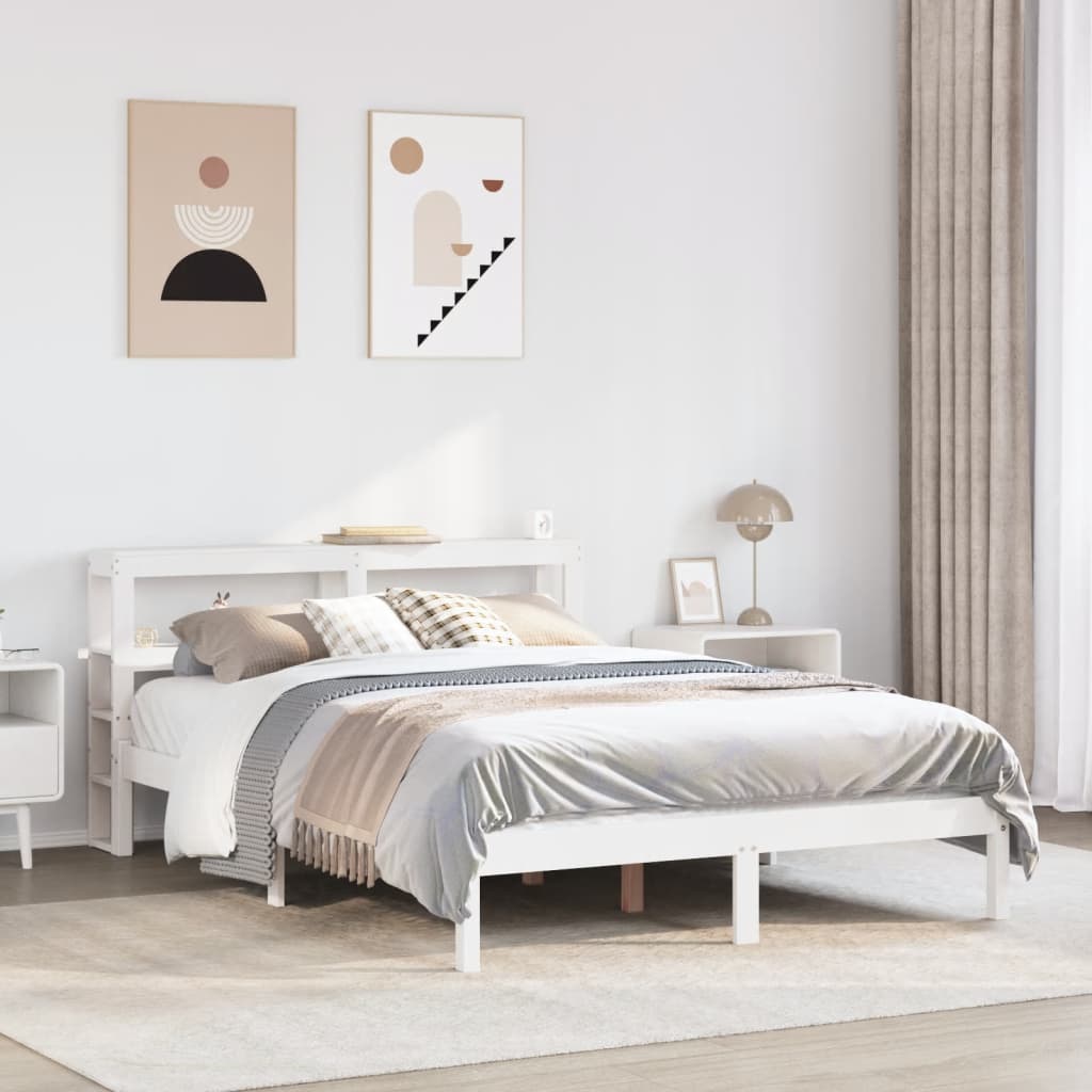 Bed Frame without Mattress White 120x200 cm Solid Wood Pine