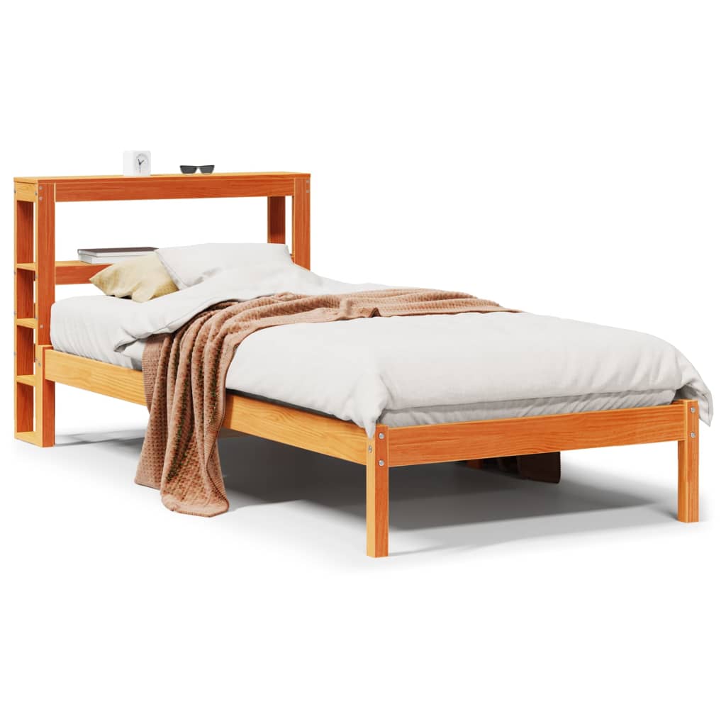 Bed Frame with Headboard without Mattress Wax Brown 75x190 cm Small Single