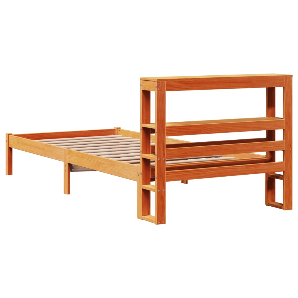 Bed Frame with Headboard without Mattress Wax Brown 75x190 cm Small Single