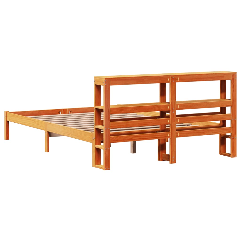 Bed Frame with Headboard without Mattress Wax Brown 120x200 cm