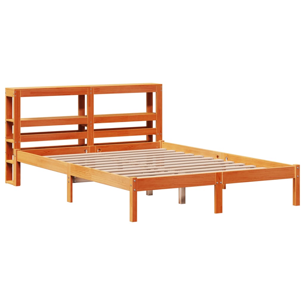 Bed Frame with Headboard without Mattress Wax Brown 140x200 cm