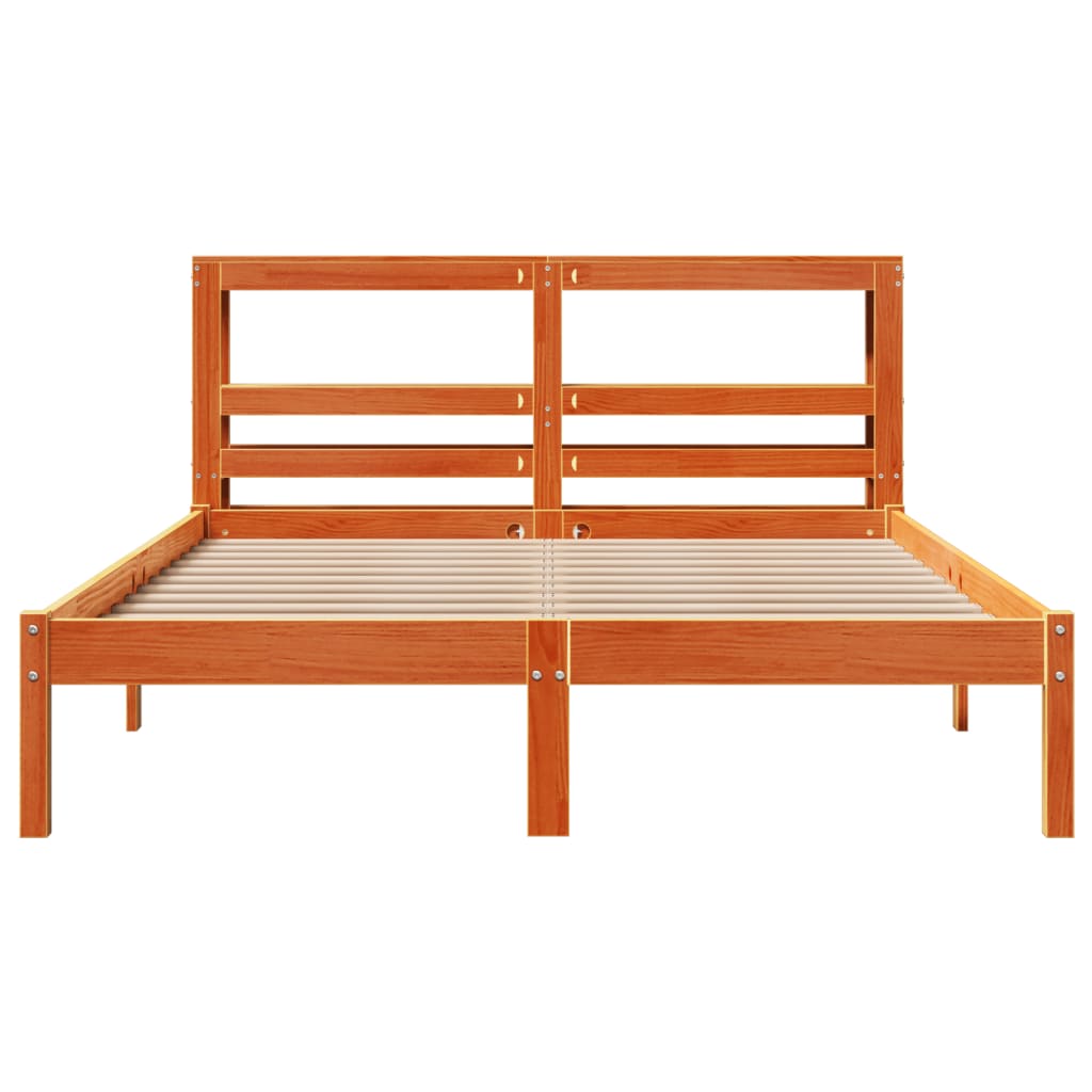 Bed Frame with Headboard without Mattress Wax Brown 140x200 cm