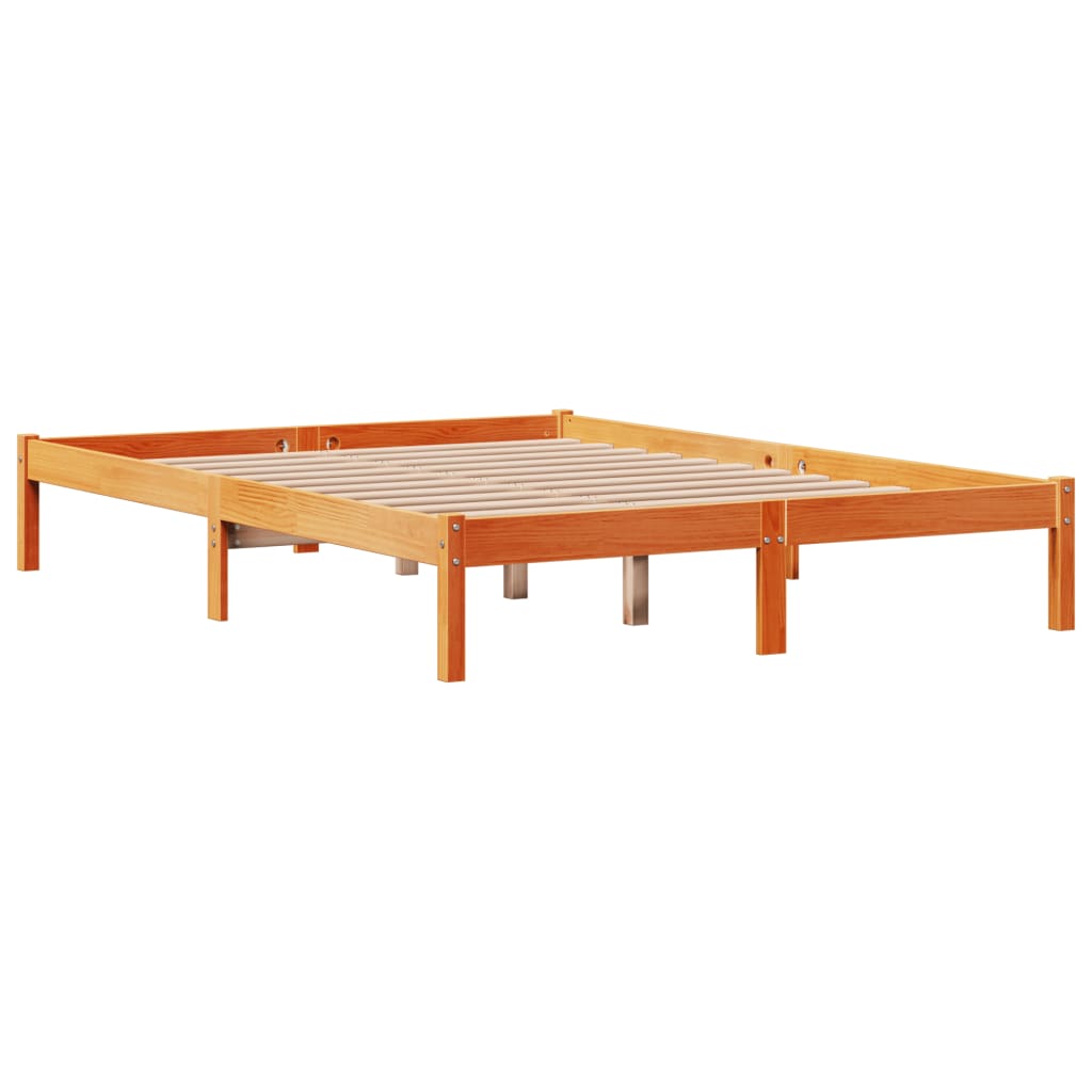 Bed Frame with Headboard without Mattress Wax Brown 140x200 cm