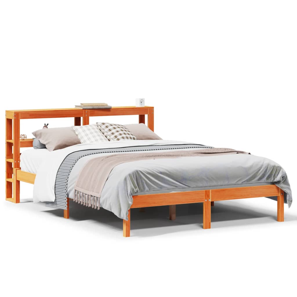 Bed Frame with Headboard without Mattress Wax Brown 160x200 cm