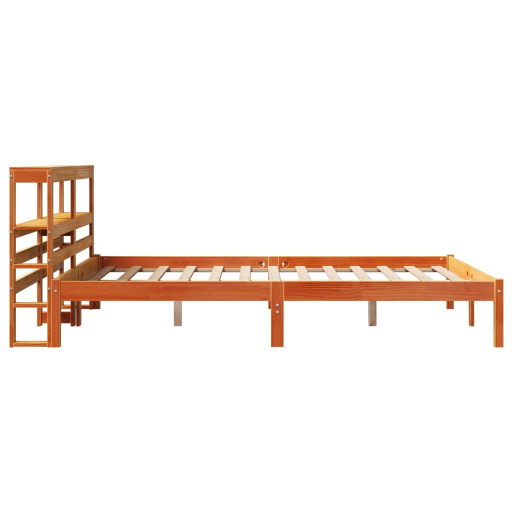 Bed Frame with Headboard without Mattress Wax Brown 160x200 cm