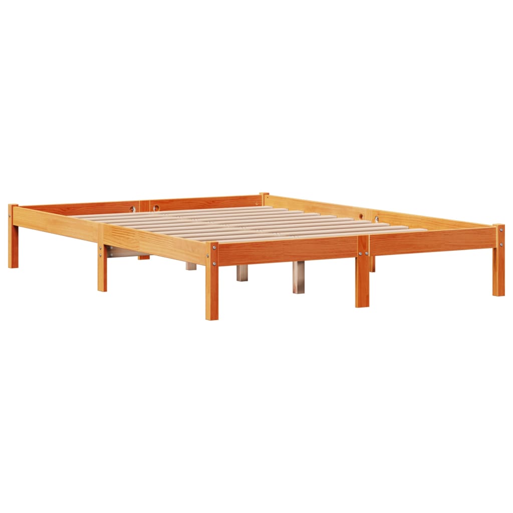 Bed Frame with Headboard without Mattress Wax Brown 160x200 cm