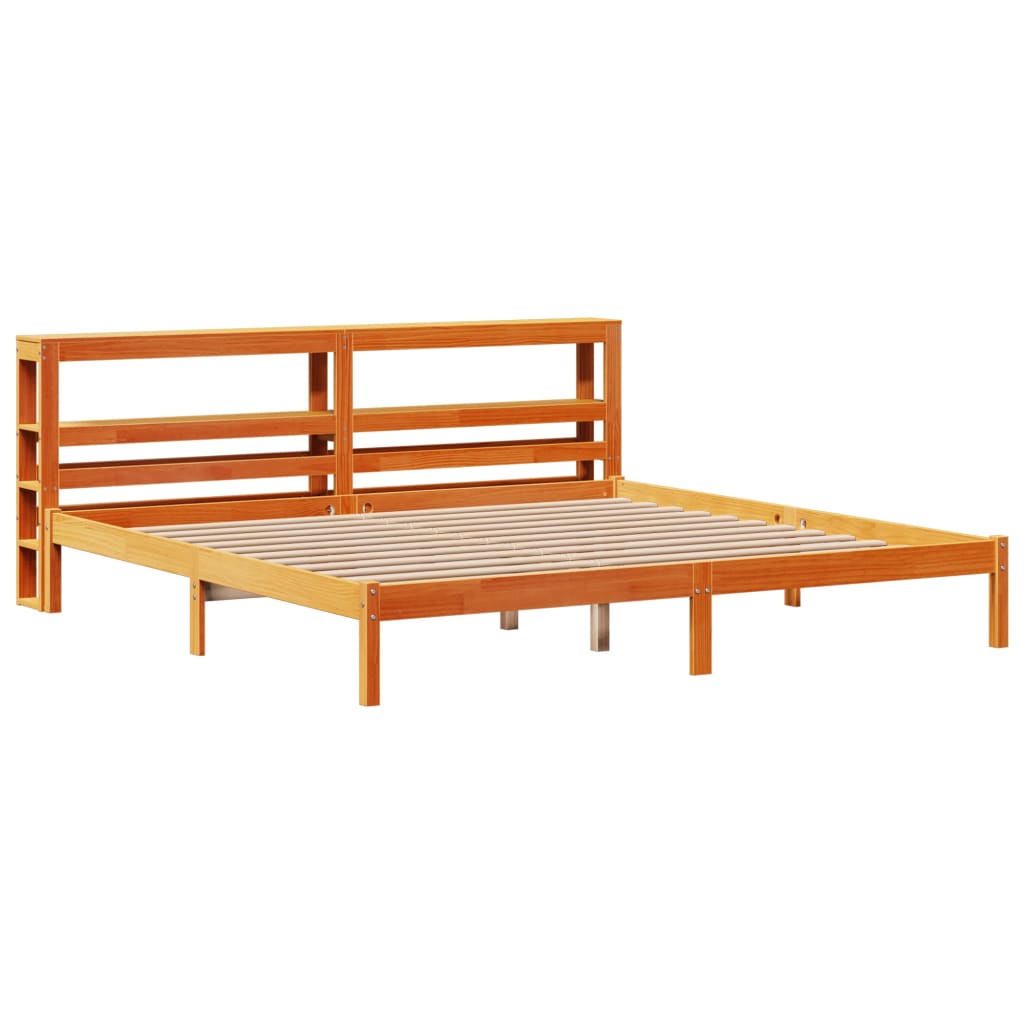 Bed Frame with Headboard without Mattress Wax Brown 200x200 cm