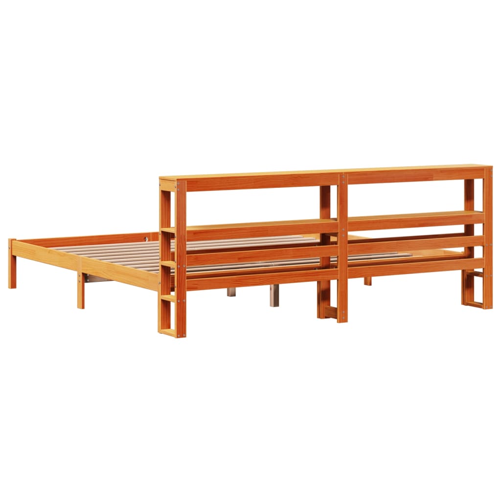 Bed Frame with Headboard without Mattress Wax Brown 200x200 cm