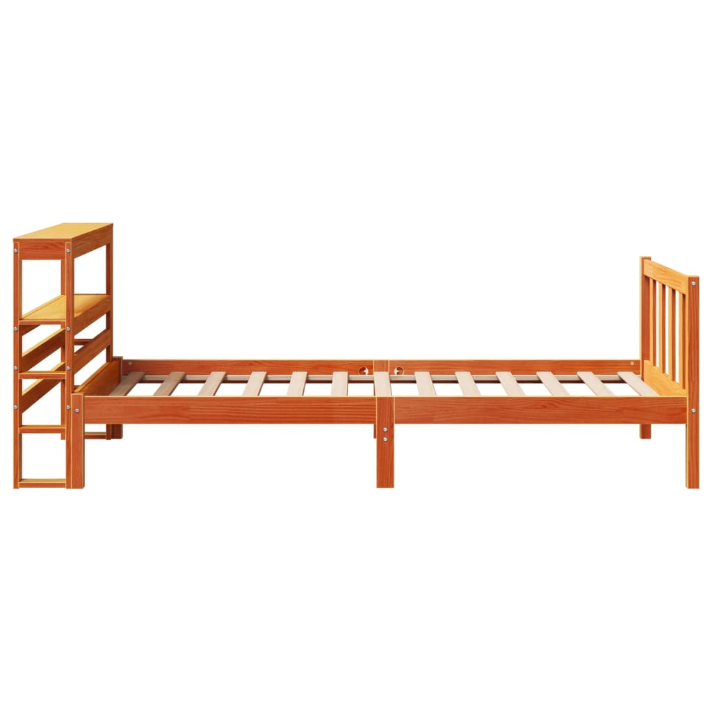 Bed Frame with Headboard without Mattress Wax Brown 100x200 cm