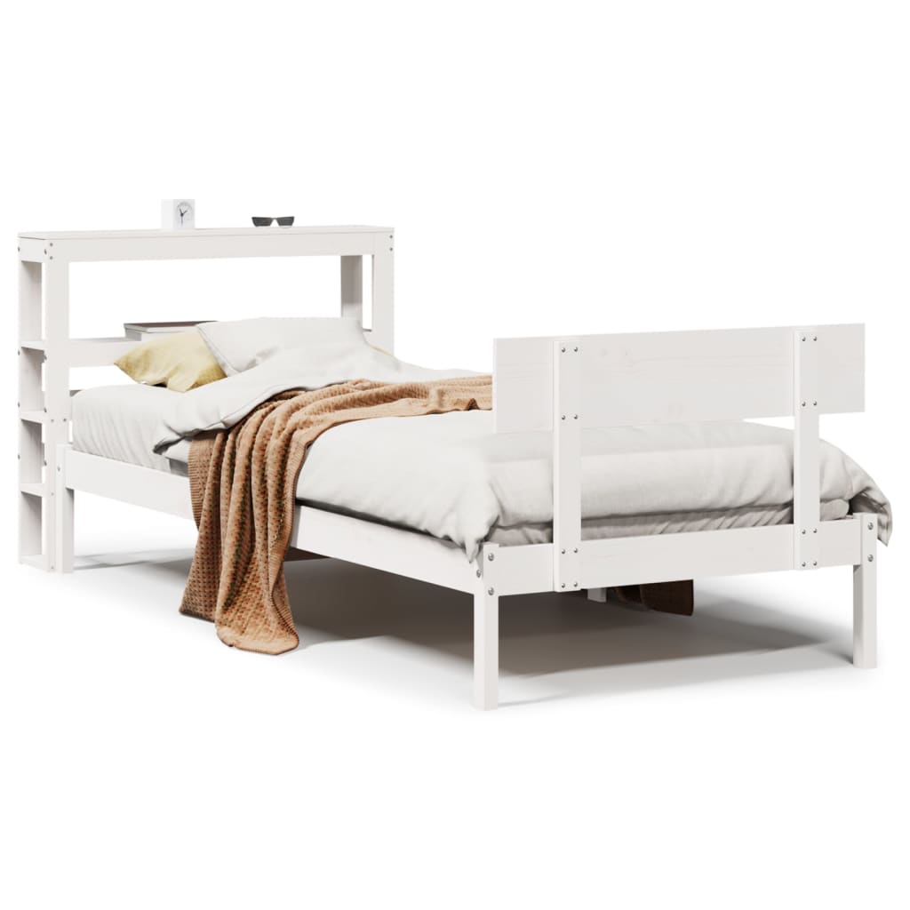 Bed Frame without Mattress White 90x190 cm Single Solid Wood Pine