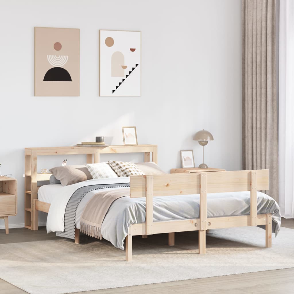 Bed Frame without Mattress 140x190 cm Solid Wood Pine