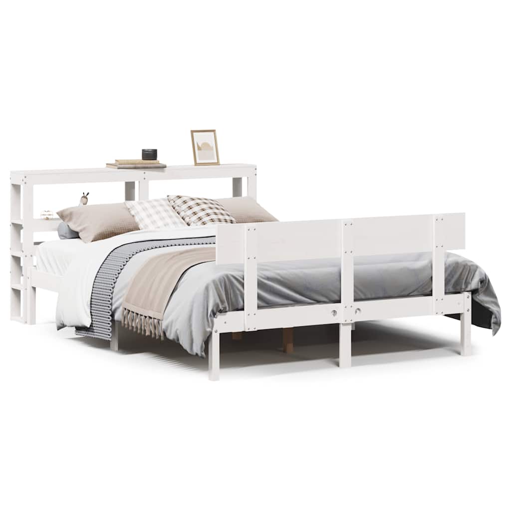 Bed Frame without Mattress White 120x200 cm Solid Wood Pine