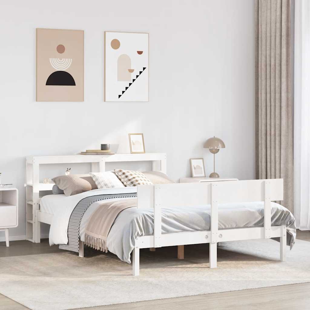 Bed Frame without Mattress White 120x200 cm Solid Wood Pine