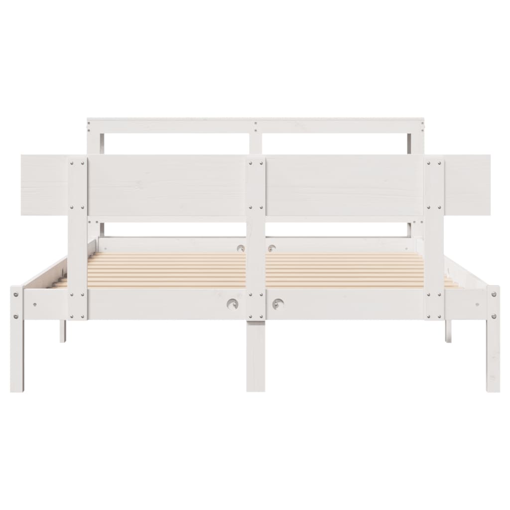 Bed Frame without Mattress White 140x200 cm Solid Wood Pine