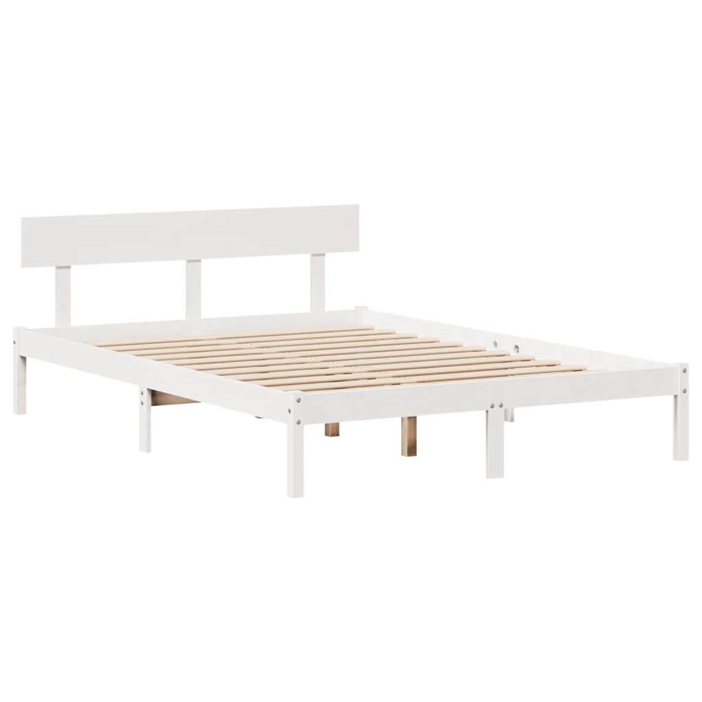 Bed Frame without Mattress White 140x200 cm Solid Wood Pine