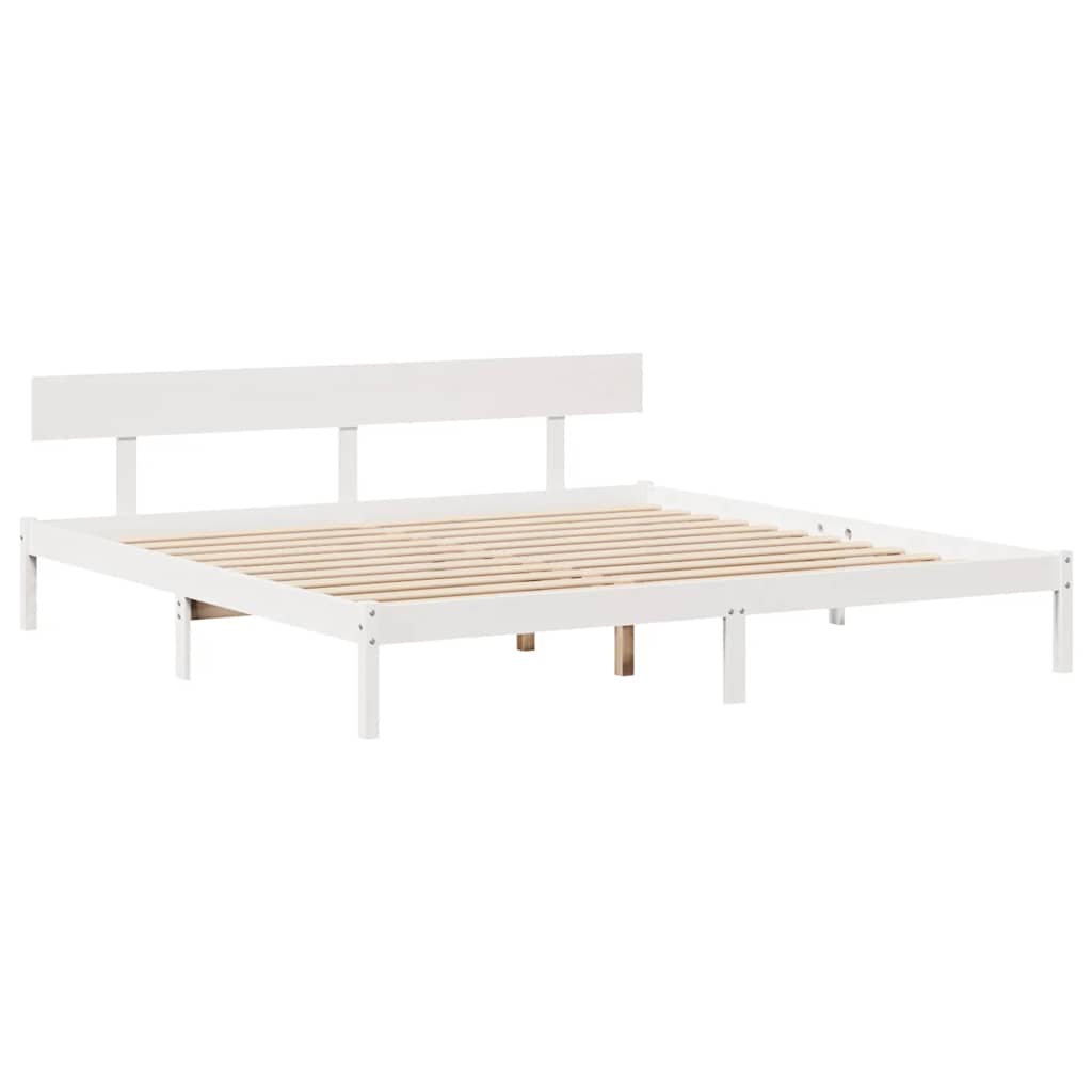 Bed Frame without Mattress White 180x200 cm Super King Solid Wood Pine