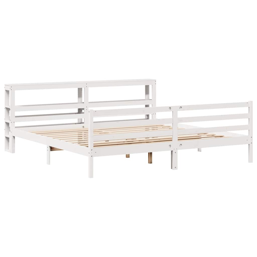 Bed Frame without Mattress White 200x200 cm Solid Wood Pine