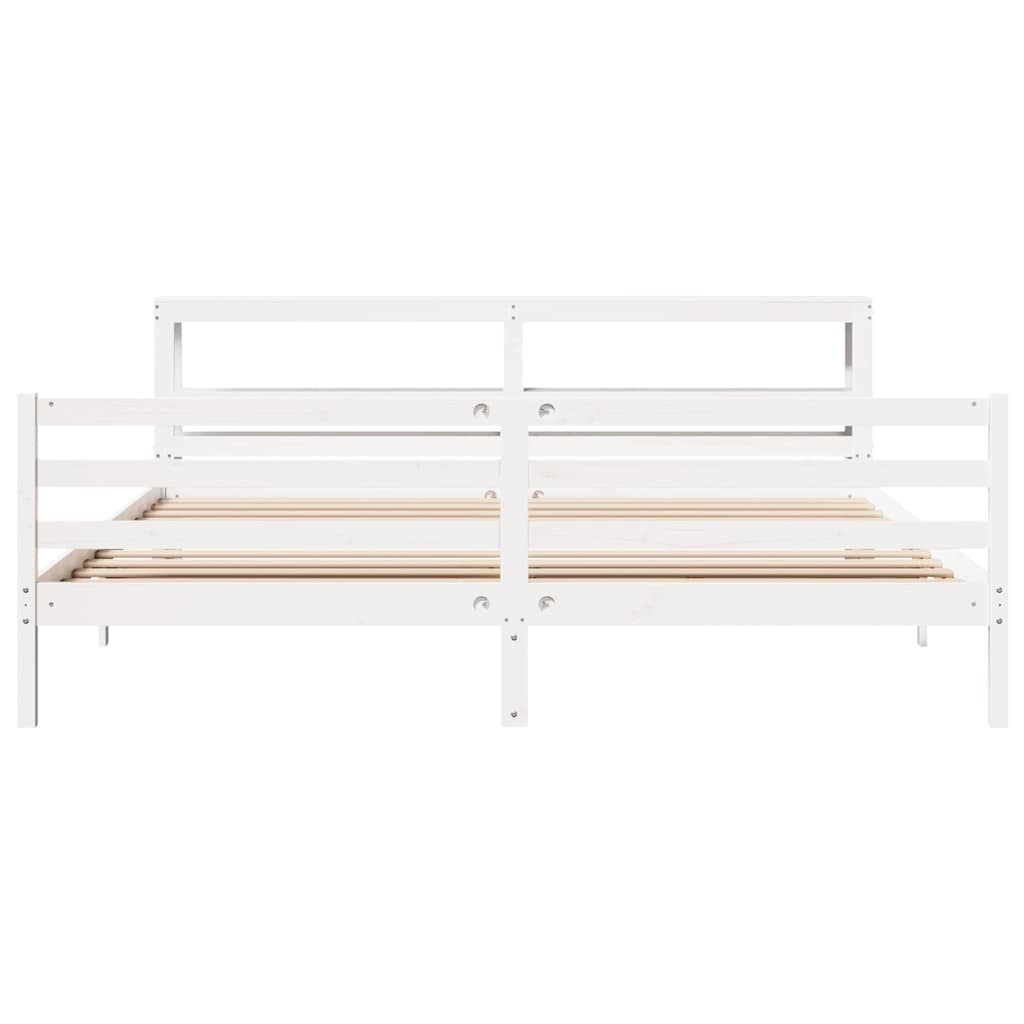 Bed Frame without Mattress White 200x200 cm Solid Wood Pine