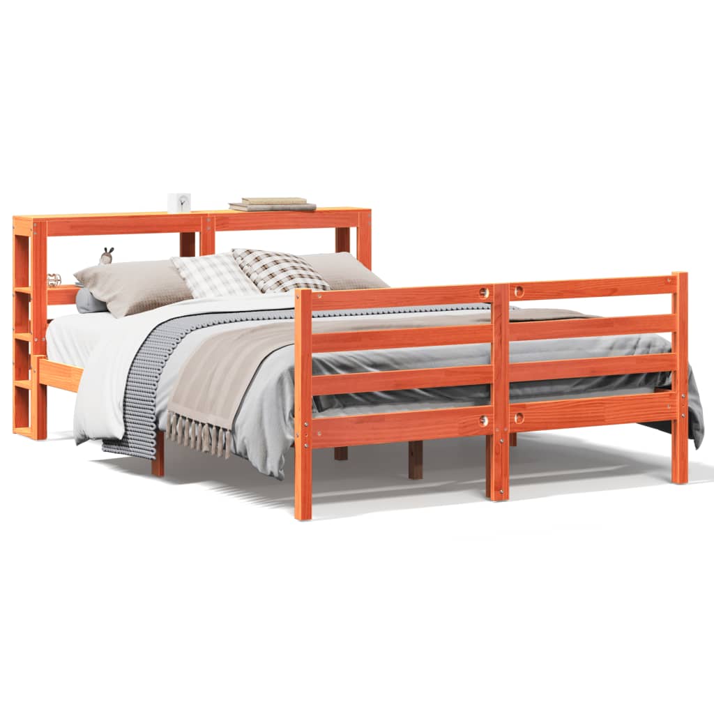 Bed Frame without Mattress Wax Brown 120x190 cm Small Double Solid Wood Pine