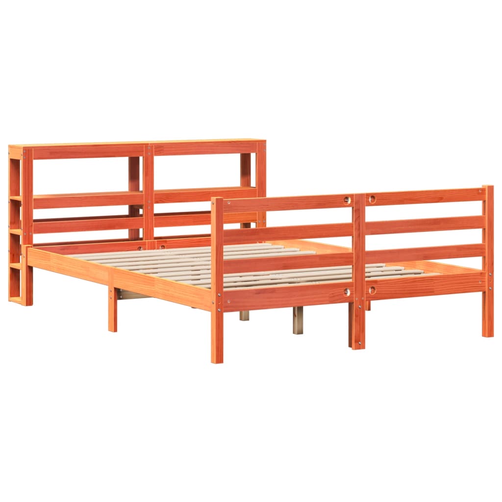 Bed Frame without Mattress Wax Brown 120x190 cm Small Double Solid Wood Pine
