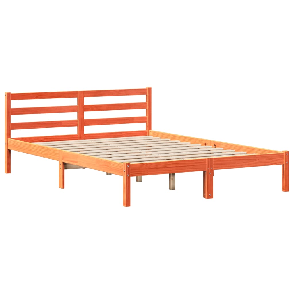 Bed Frame without Mattress Wax Brown 120x190 cm Small Double Solid Wood Pine