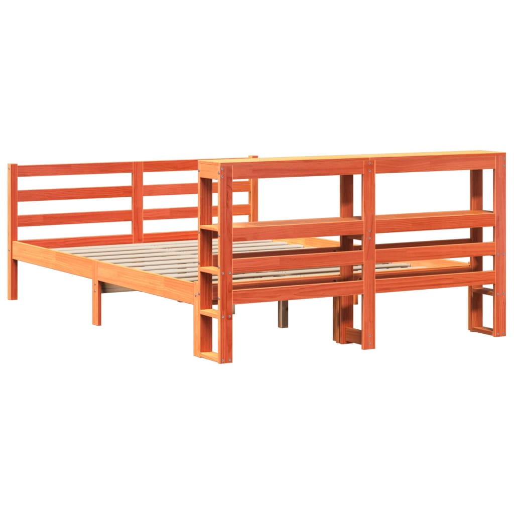 Bed Frame without Mattress Wax Brown 120x190 cm Small Double Solid Wood Pine