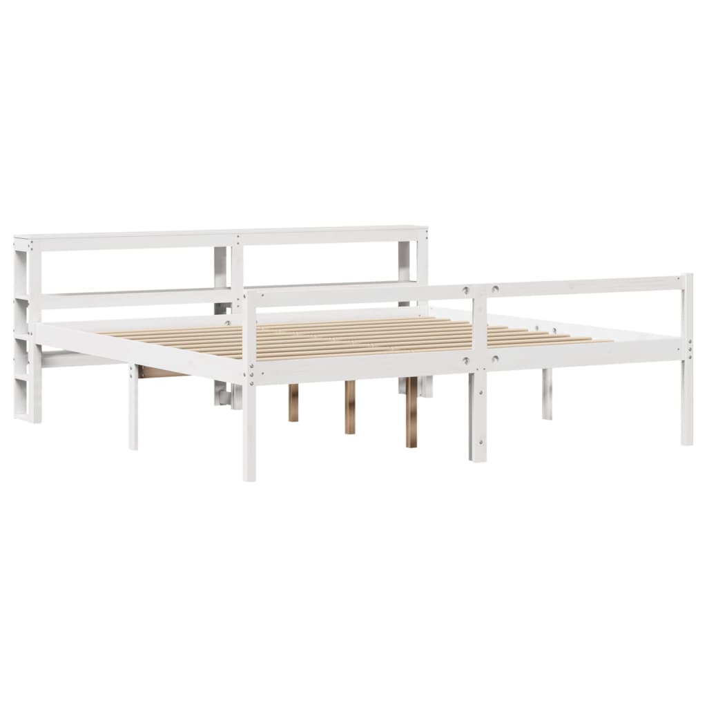 Senior Bed with Headboard without Mattress White 180x200 cm Super King