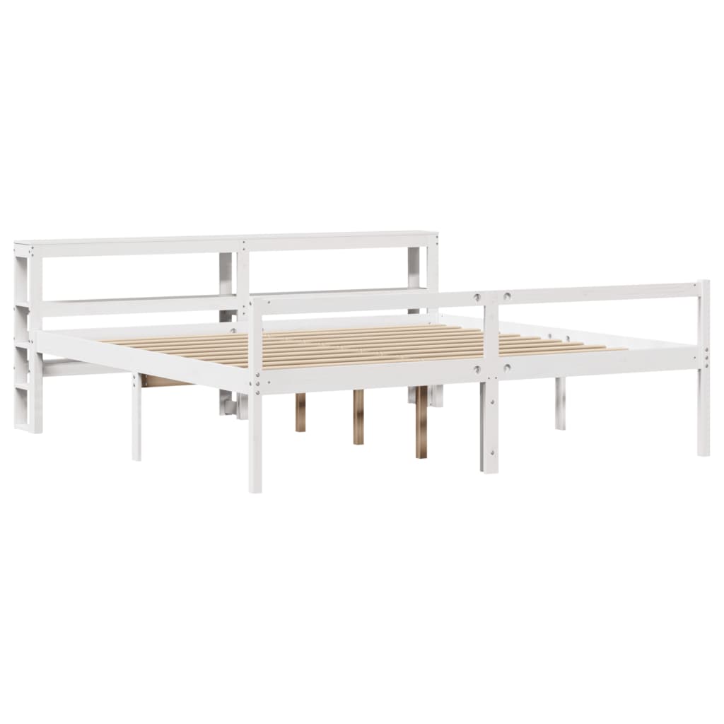 Senior Bed with Headboard without Mattress White 200x200 cm