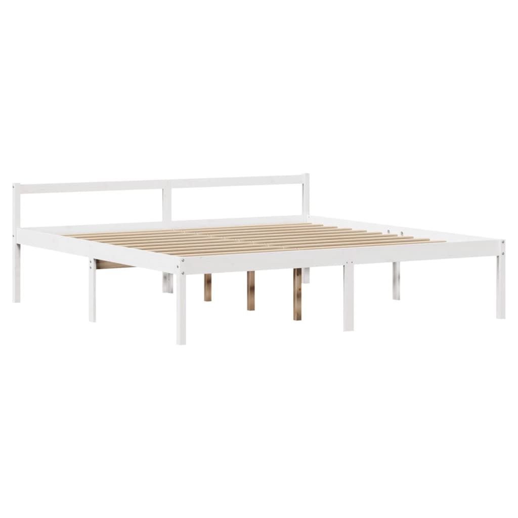 Senior Bed with Headboard without Mattress White 200x200 cm