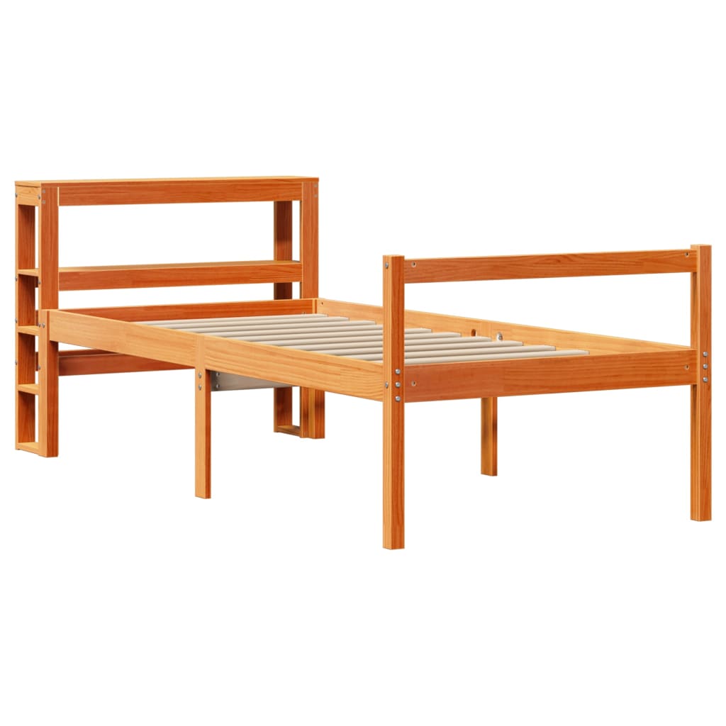 Bed Frame with Headboard without Mattress Wax Brown 75x190 cm Small Single
