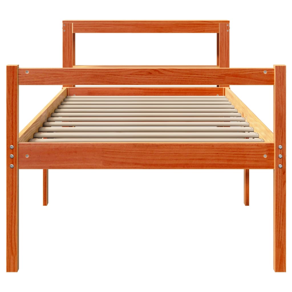 Bed Frame with Headboard without Mattress Wax Brown 75x190 cm Small Single