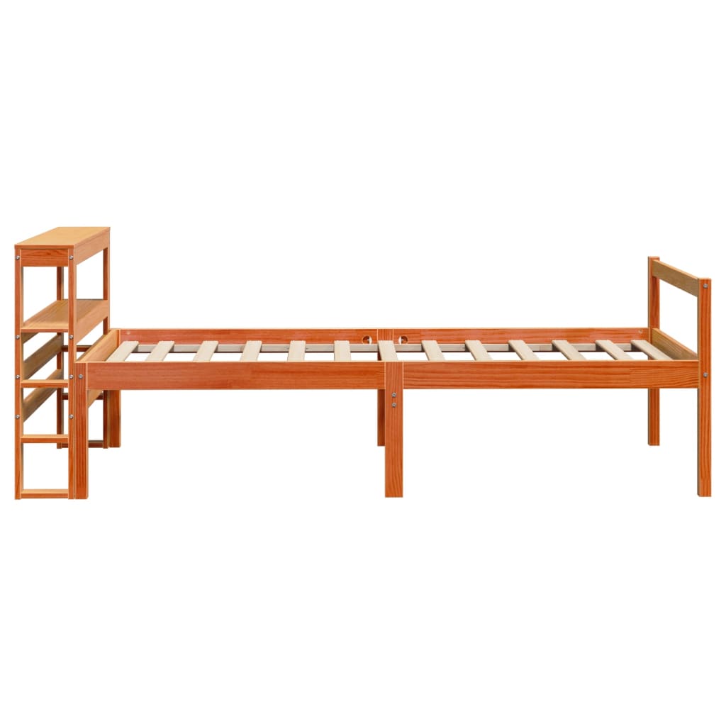 Bed Frame with Headboard without Mattress Wax Brown 75x190 cm Small Single