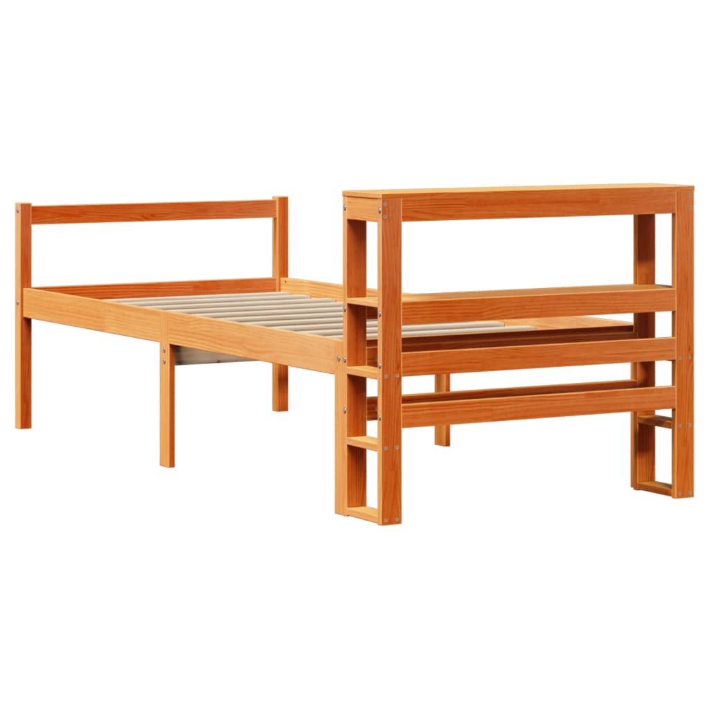Bed Frame with Headboard without Mattress Wax Brown 75x190 cm Small Single