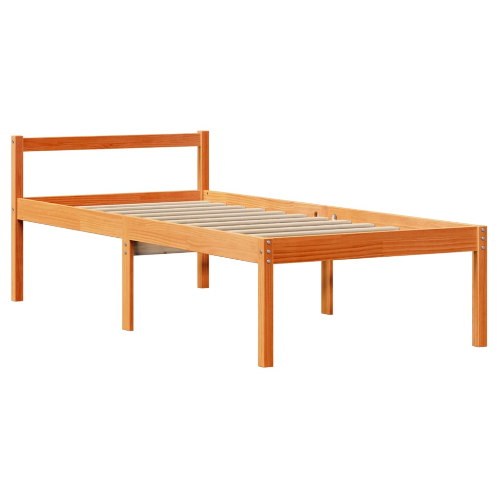 Bed Frame with Headboard without Mattress Wax Brown 75x190 cm Small Single
