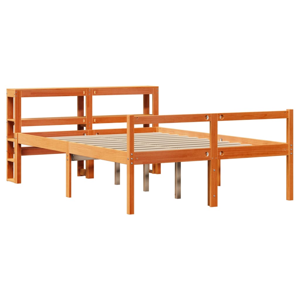 Bed Frame with Headboard without Mattress Wax Brown 120x190 cm Small Double