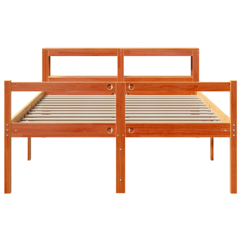 Bed Frame with Headboard without Mattress Wax Brown 120x190 cm Small Double