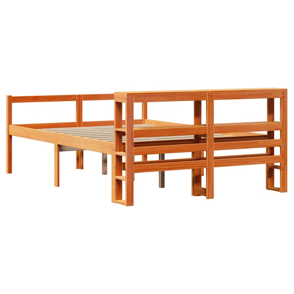 Bed Frame with Headboard without Mattress Wax Brown 140x190 cm