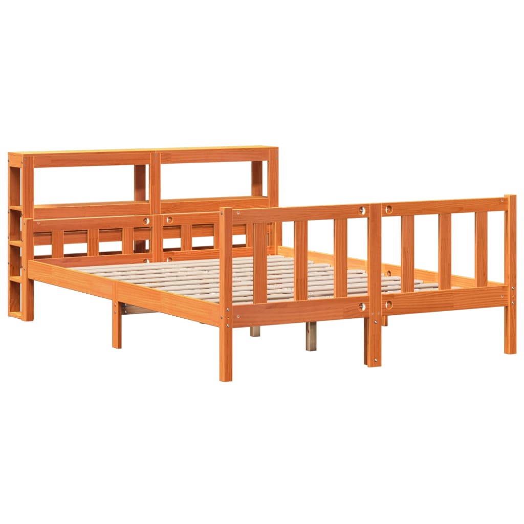 Bed Frame with Headboard without Mattress Wax Brown 160x200 cm