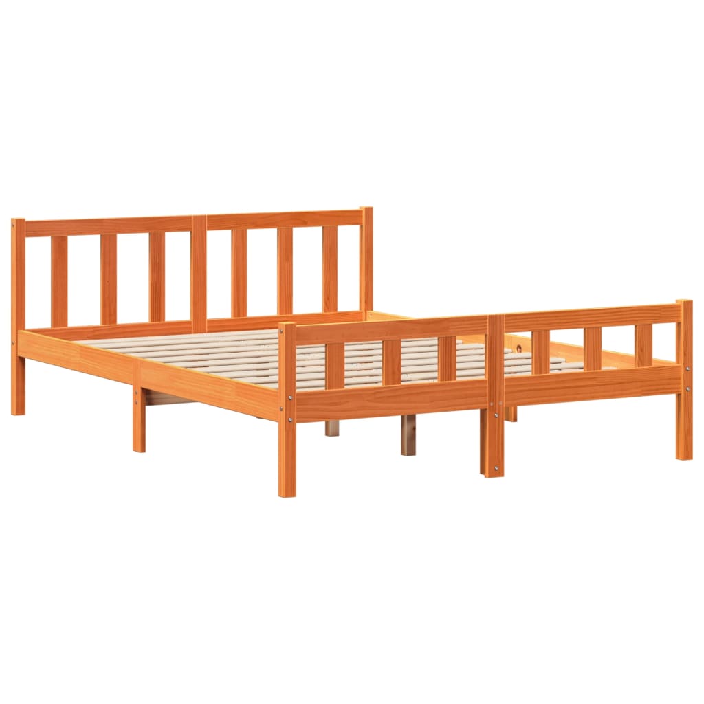 Bed Frame with Headboard without Mattress Wax Brown 160x200 cm