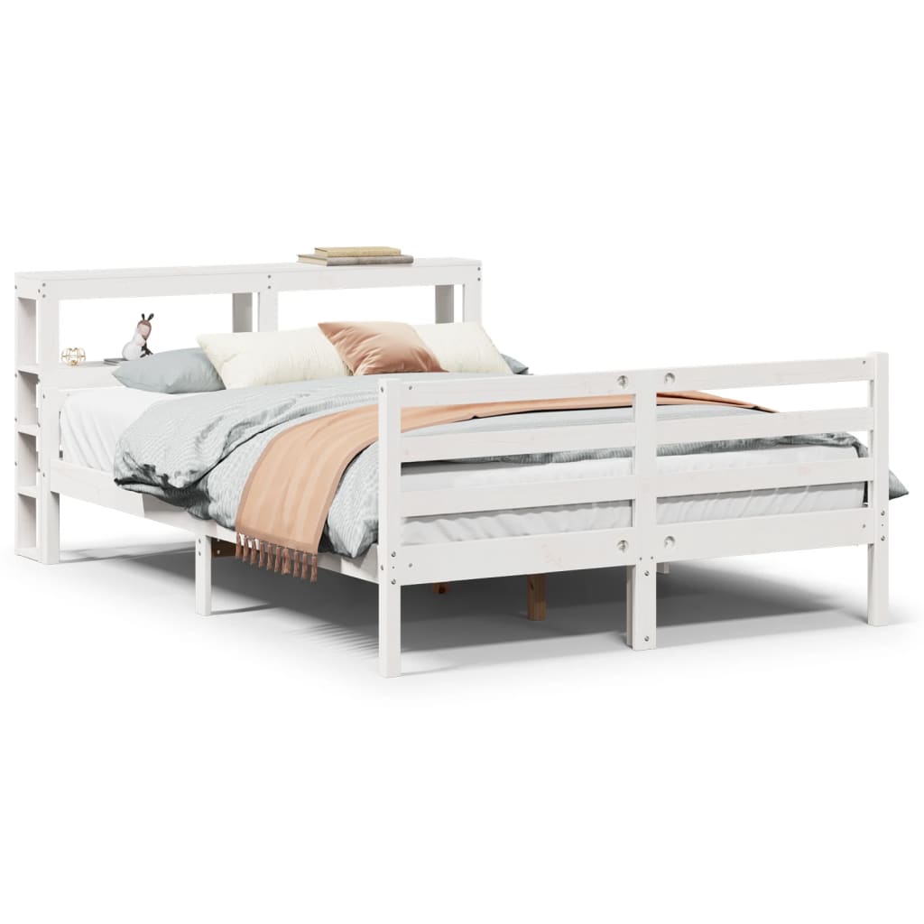 vidaXL Bed Frame with Headboard without Mattress White 120x190 cm Small Double