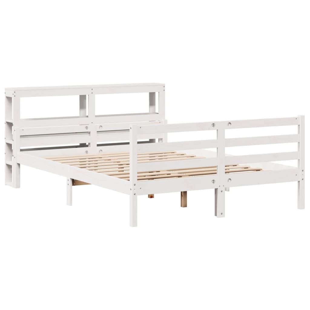 vidaXL Bed Frame with Headboard without Mattress White 120x190 cm Small Double