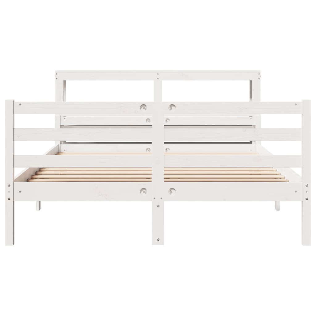 vidaXL Bed Frame with Headboard without Mattress White 120x190 cm Small Double