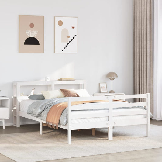 vidaXL Bed Frame with Headboard without Mattress White 120x190 cm Small Double