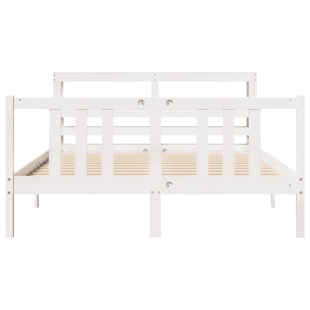 vidaXL Bed Frame with Headboard without Mattress White 140x190 cm