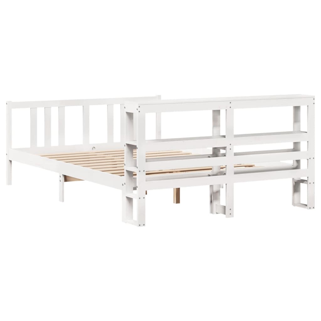 vidaXL Bed Frame with Headboard without Mattress White 140x190 cm