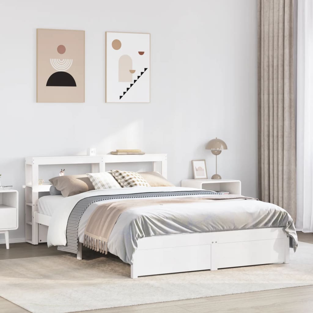 vidaXL Bed Frame with Headboard without Mattress White 120x190 cm Small Double