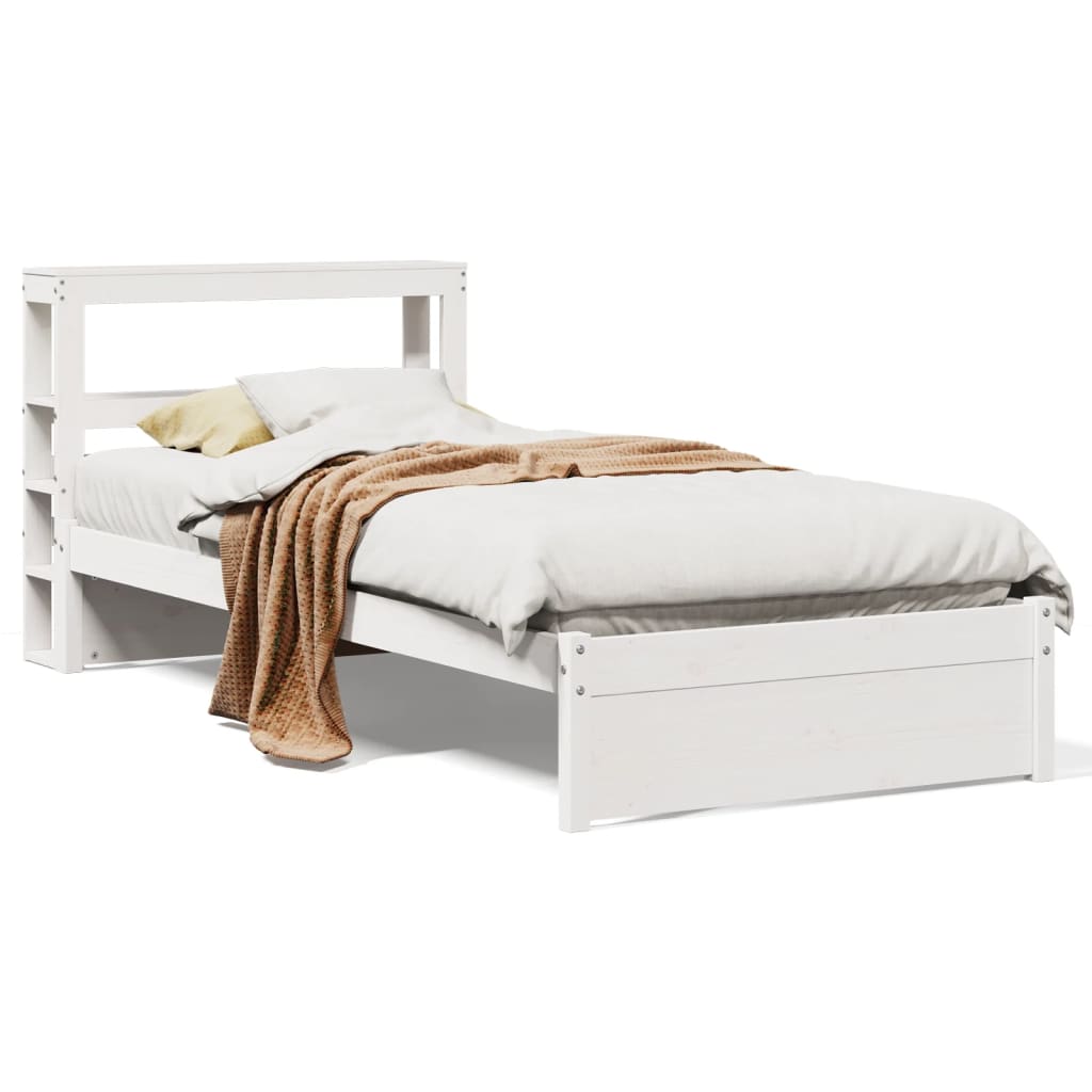 vidaXL Bed Frame with Headboard without Mattress White 90x200 cm