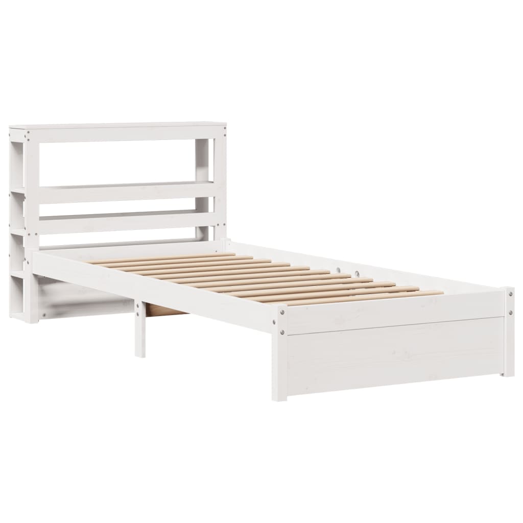 vidaXL Bed Frame with Headboard without Mattress White 90x200 cm